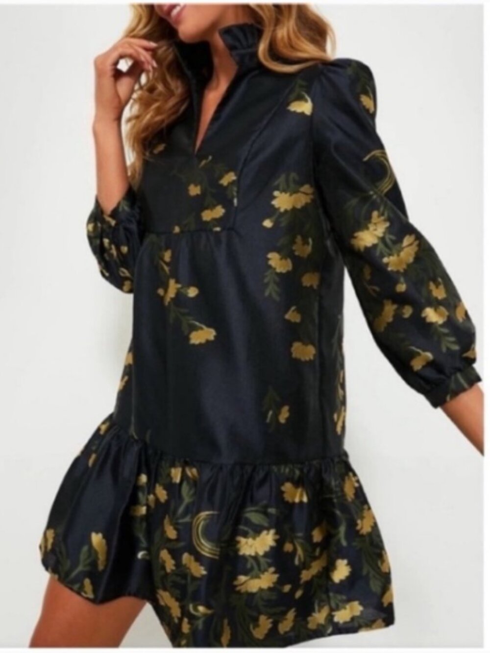 TUCKERNUCK Navy Jasmine Vine Jacquard Palmerston Dress Size S